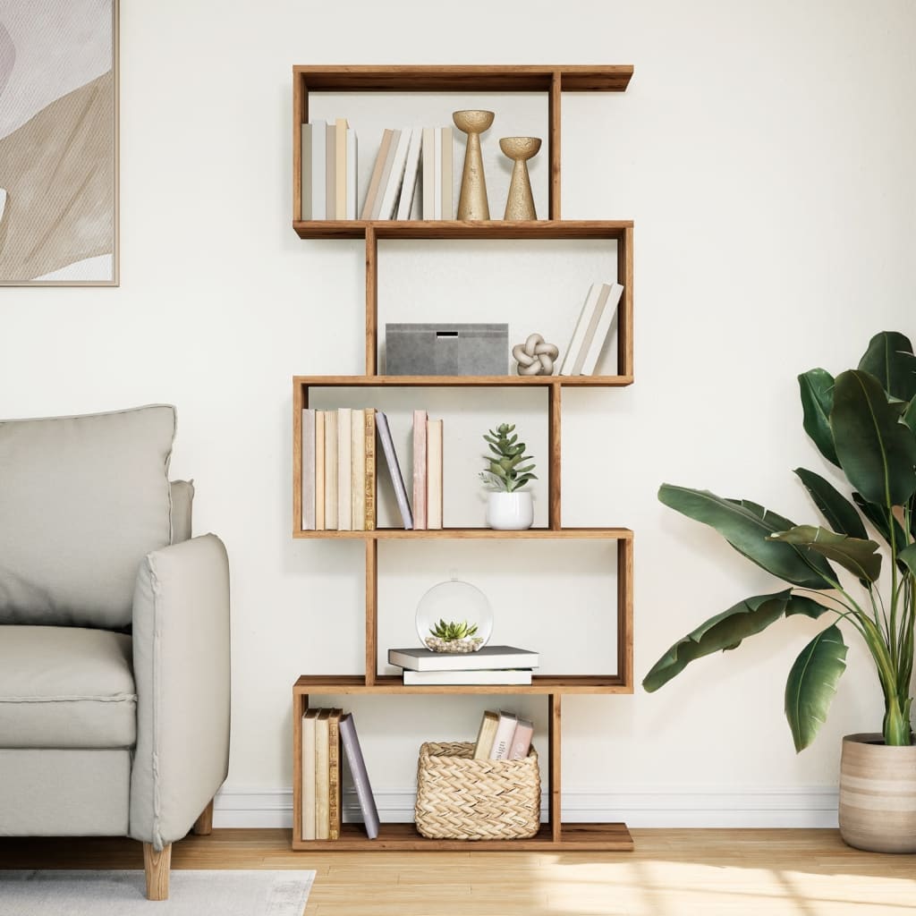 vidaXL Raumteiler-Bücherregal 5 Etagen Artisan-Eiche 70x24x161 cm