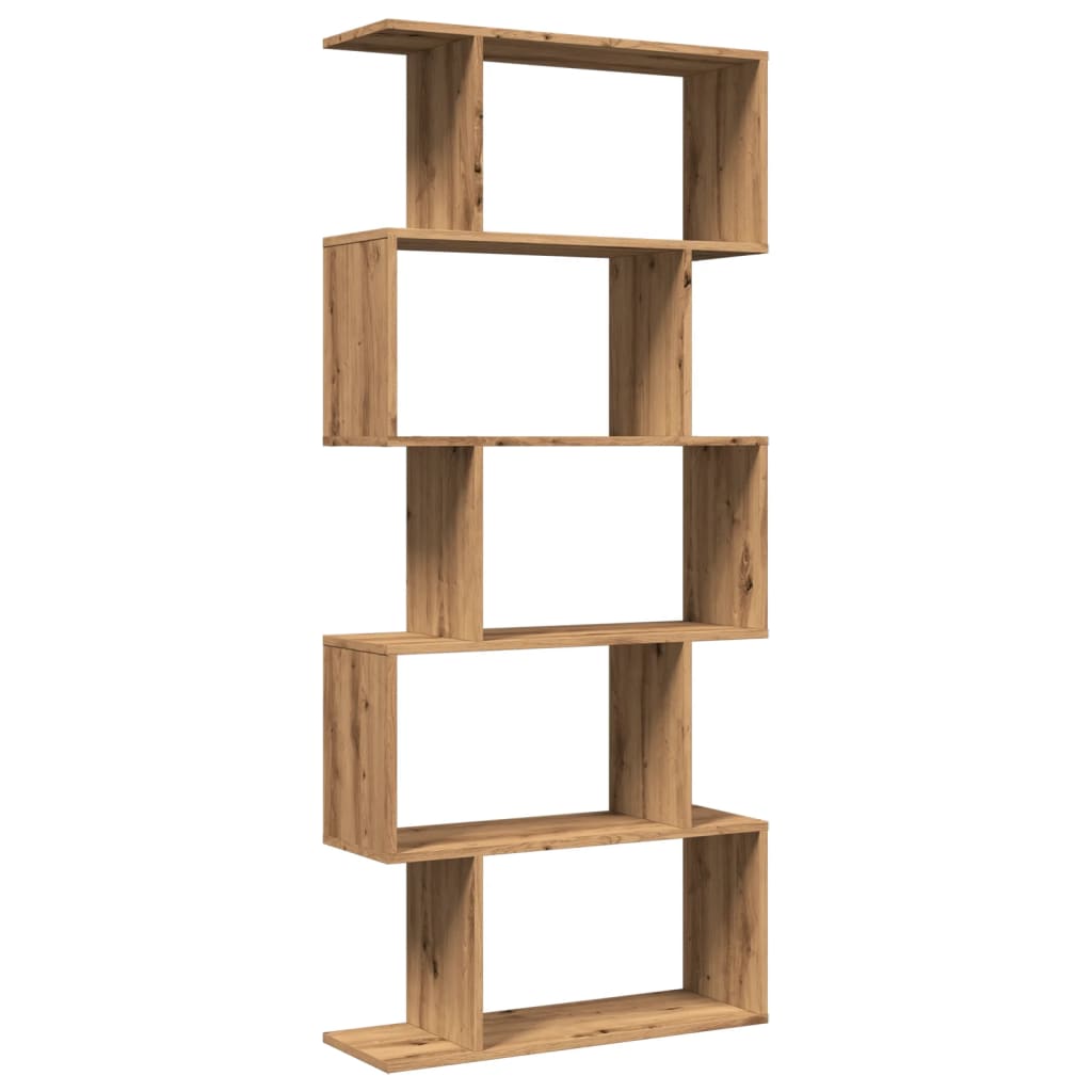 vidaXL Raumteiler-Bücherregal 5 Etagen Artisan-Eiche 70x24x161 cm