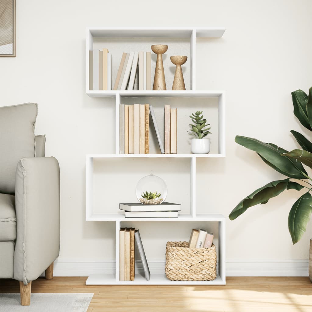vidaXL Raumteiler Bücherregal 4-stufig Weiß 70x24x129 cm Holzwerkstoff