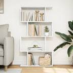 vidaXL Raumteiler Bücherregal 4-stufig Weiß 70x24x129 cm Holzwerkstoff