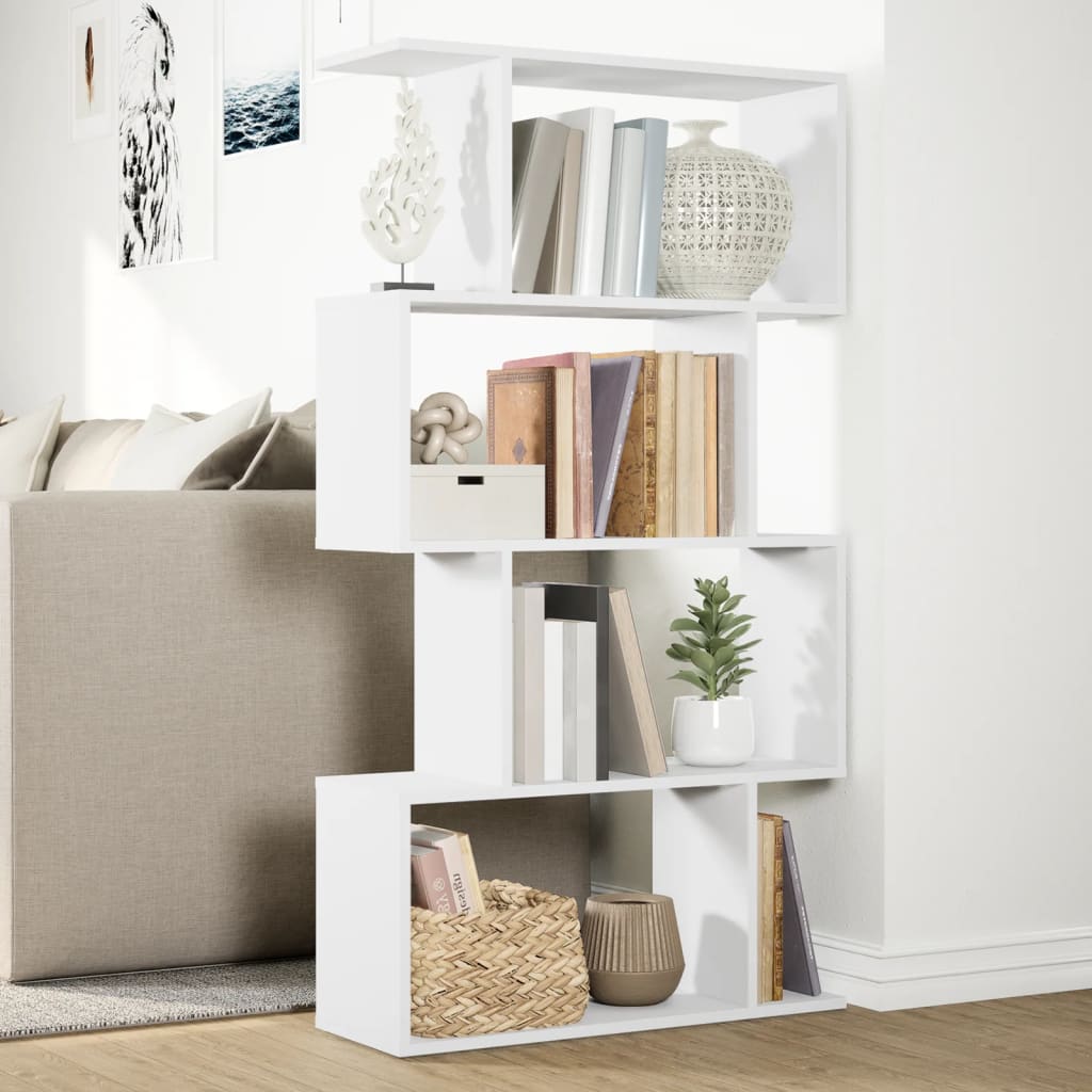 vidaXL Raumteiler Bücherregal 4-stufig Weiß 70x24x129 cm Holzwerkstoff