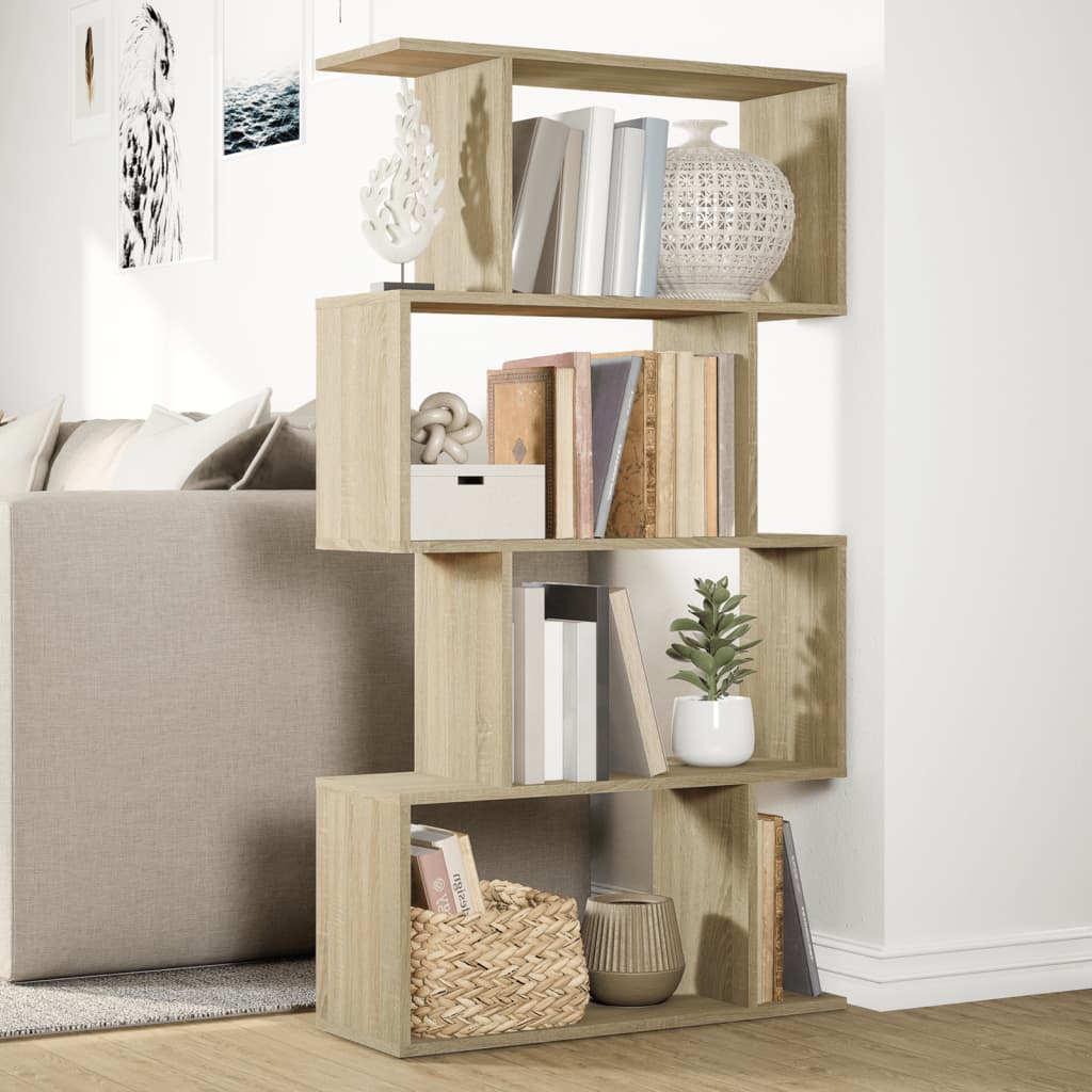 vidaXL Raumteiler-Bücherregal 4 Böden Sonoma-Eiche 70x24x129 cm