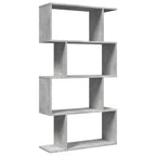vidaXL Raumteiler-Bücherregal 4 Böden Betongrau 70x24x129 cm