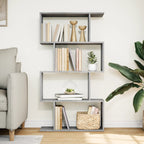 vidaXL Raumteiler-Bücherregal 4 Böden Betongrau 70x24x129 cm