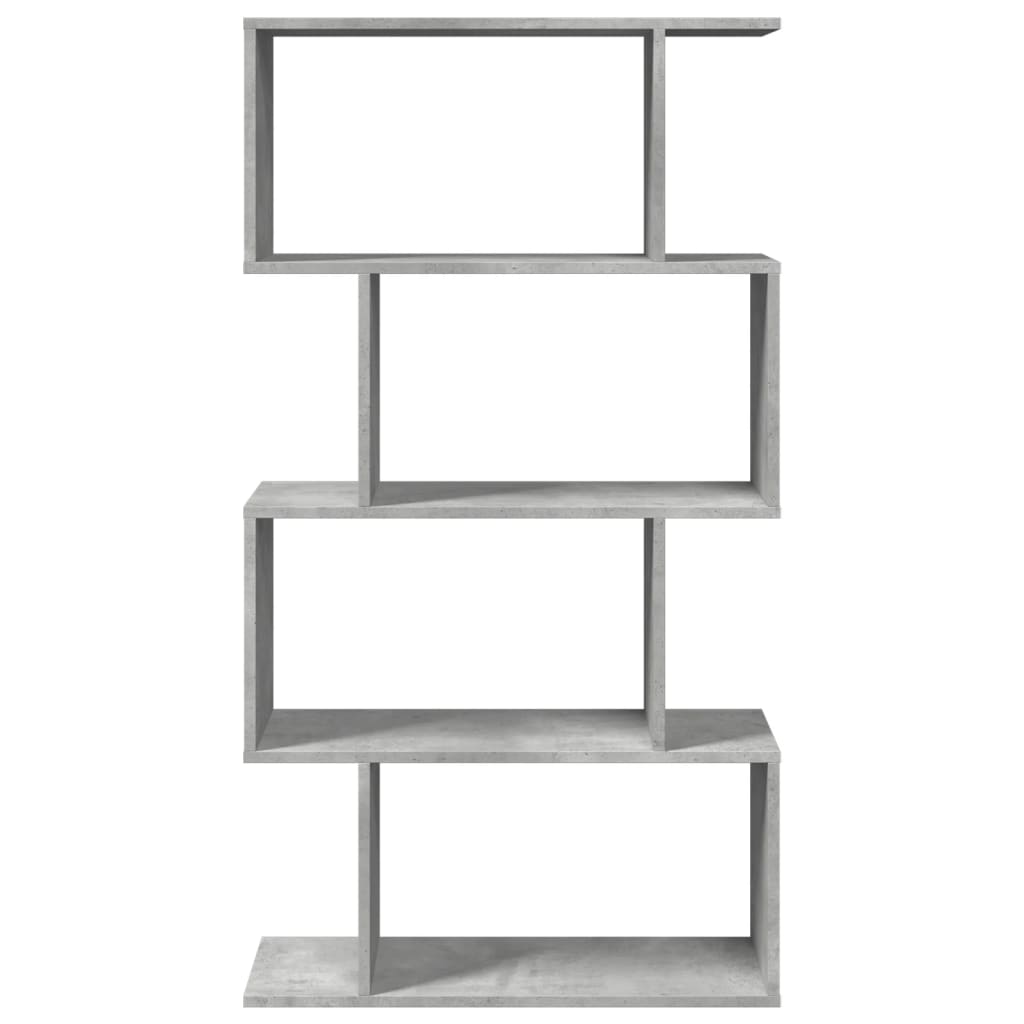 vidaXL Raumteiler-Bücherregal 4 Böden Betongrau 70x24x129 cm