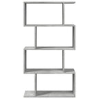 vidaXL Raumteiler-Bücherregal 4 Böden Betongrau 70x24x129 cm