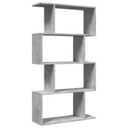 vidaXL Raumteiler-Bücherregal 4 Böden Betongrau 70x24x129 cm