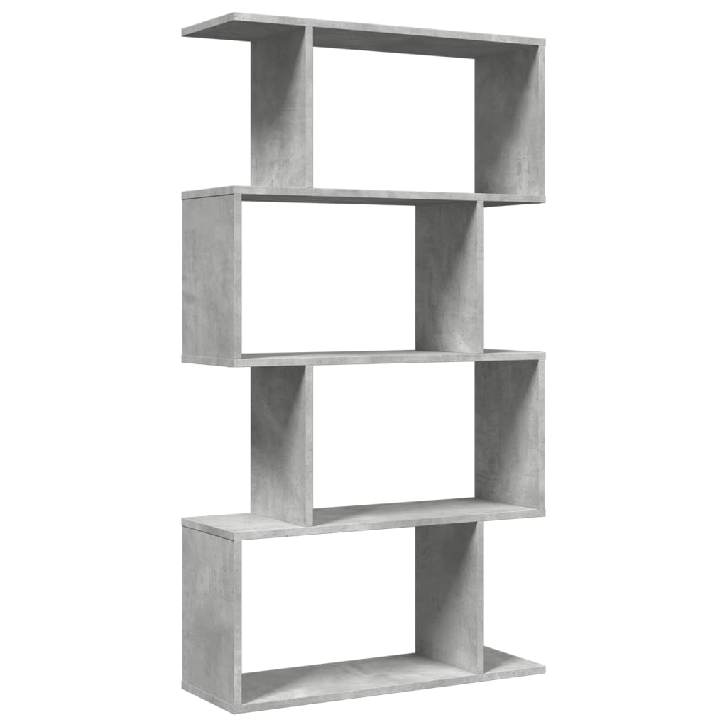 vidaXL Raumteiler-Bücherregal 4 Böden Betongrau 70x24x129 cm