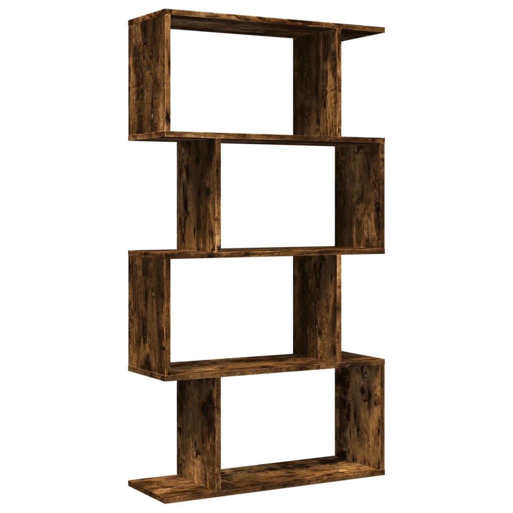 vidaXL Raumteiler-Bücherregal 4 Böden Räuchereiche 70x24x129 cm