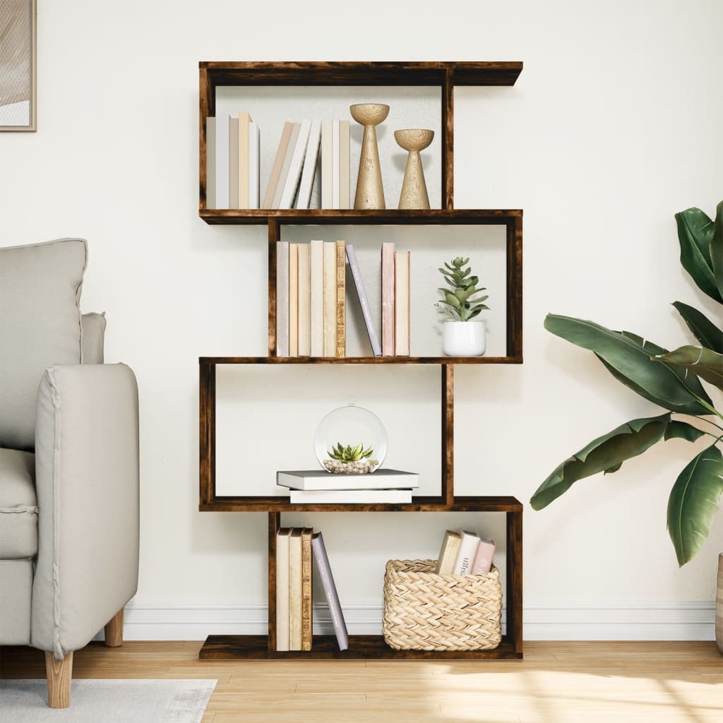 vidaXL Raumteiler-Bücherregal 4 Böden Räuchereiche 70x24x129 cm