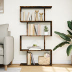 vidaXL Raumteiler-Bücherregal 4 Böden Räuchereiche 70x24x129 cm