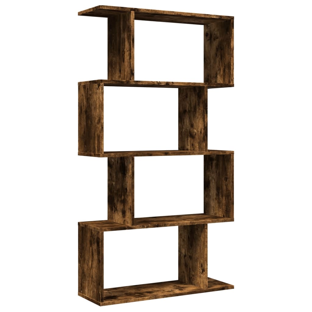 vidaXL Raumteiler-Bücherregal 4 Böden Räuchereiche 70x24x129 cm