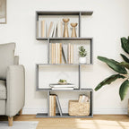 vidaXL Raumteiler-Bücherregal 4 Böden Grau Sonoma 70x24x129 cm