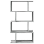 vidaXL Raumteiler-Bücherregal 4 Böden Grau Sonoma 70x24x129 cm