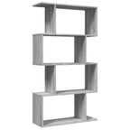 vidaXL Raumteiler-Bücherregal 4 Böden Grau Sonoma 70x24x129 cm