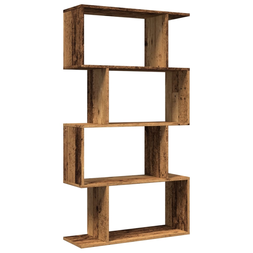 vidaXL Raumteiler-Bücherregal 4 Böden Altholz-Optik 70x24x129 cm