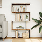 vidaXL Raumteiler-Bücherregal 4 Böden Altholz-Optik 70x24x129 cm