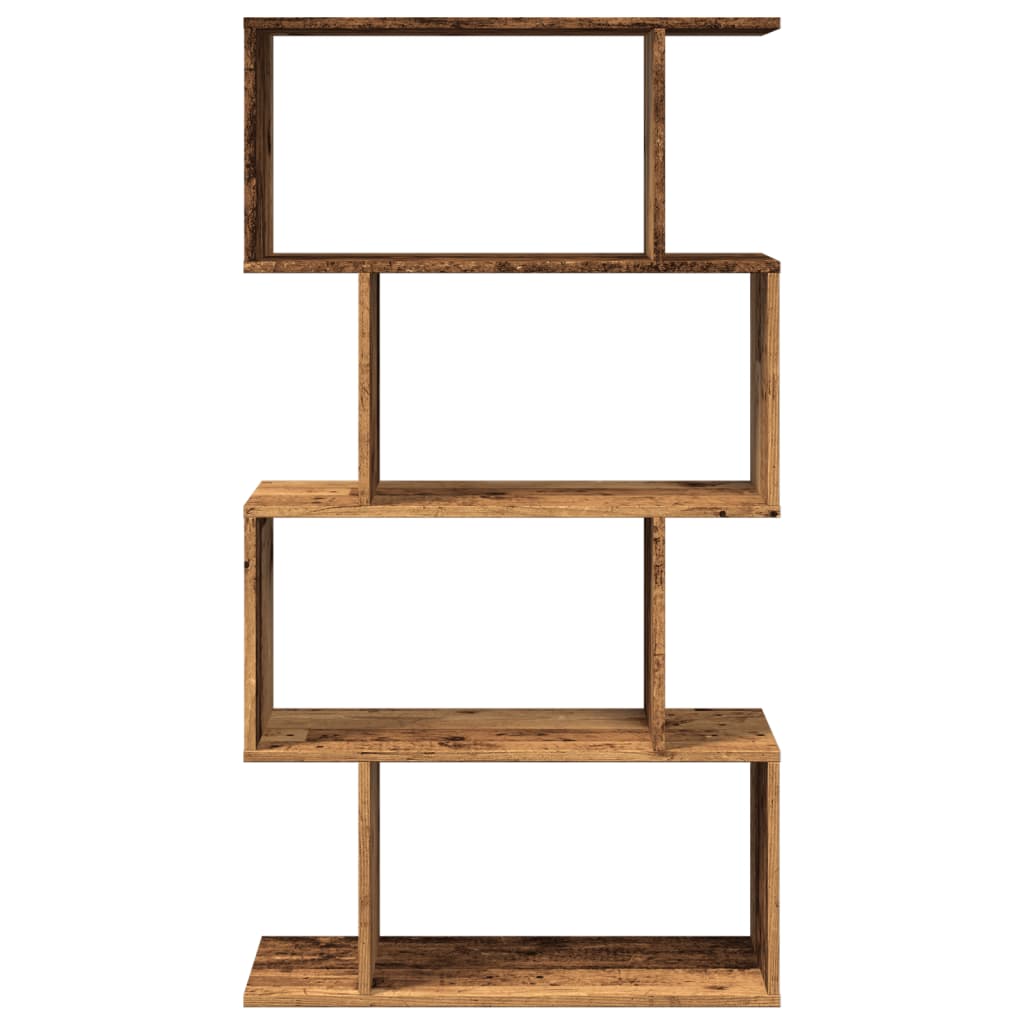 vidaXL Raumteiler-Bücherregal 4 Böden Altholz-Optik 70x24x129 cm