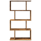 vidaXL Raumteiler-Bücherregal 4 Böden Altholz-Optik 70x24x129 cm