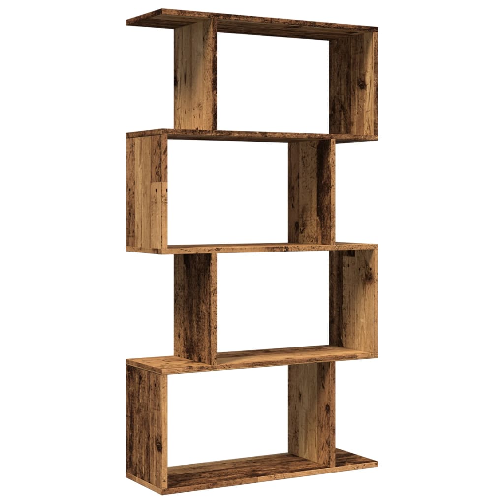 vidaXL Raumteiler-Bücherregal 4 Böden Altholz-Optik 70x24x129 cm