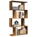 vidaXL Raumteiler-Bücherregal 4 Böden Altholz-Optik 70x24x129 cm