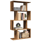 vidaXL Raumteiler-Bücherregal 4 Böden Altholz-Optik 70x24x129 cm