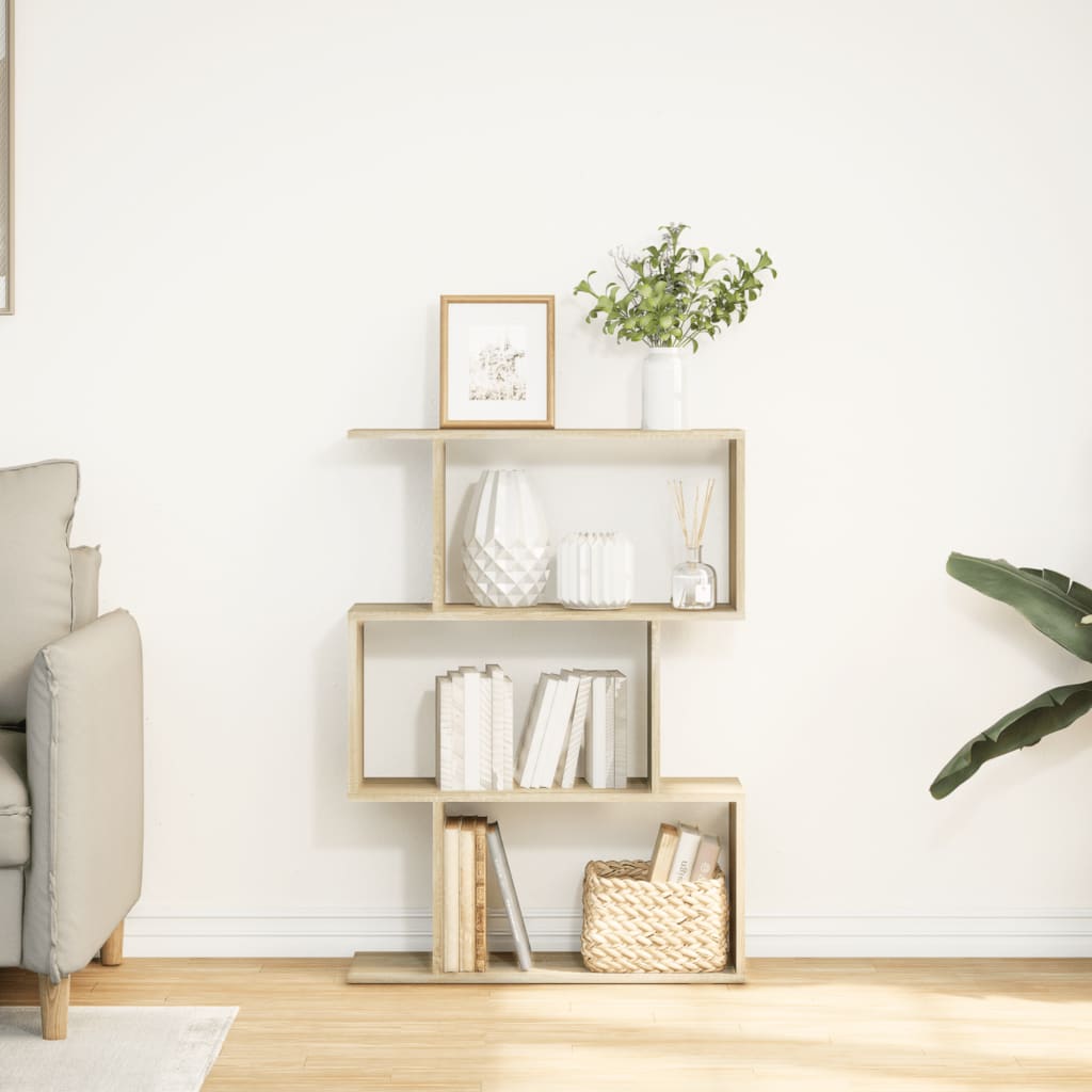 vidaXL Raumteiler-Bücherregal 3 Fächer Sonoma-Eiche 70x24x97 cm