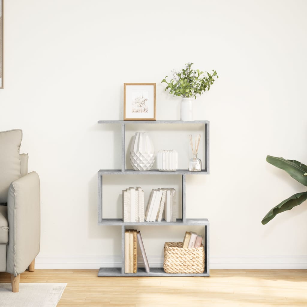 vidaXL Raumteiler-Bücherregal 3 Fächer Betongrau 70x24x97 cm
