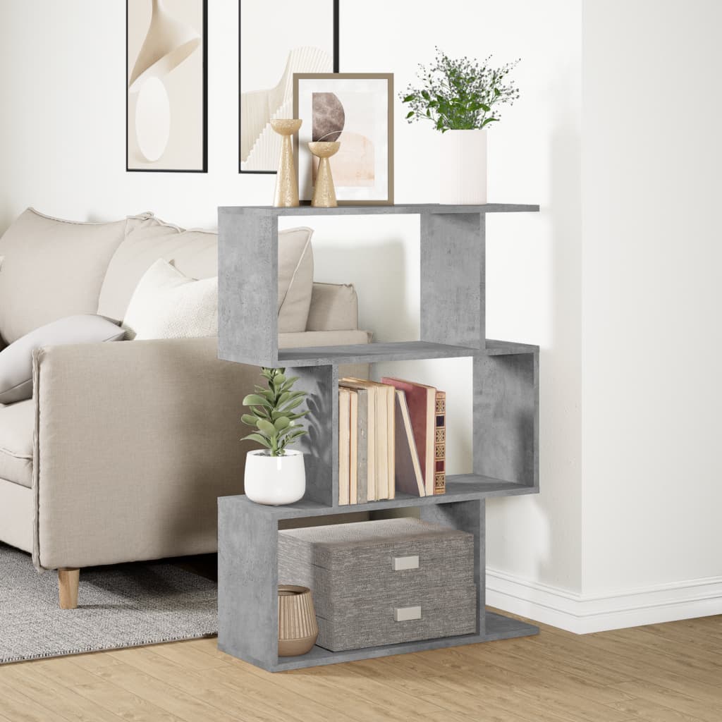 vidaXL Raumteiler-Bücherregal 3 Fächer Betongrau 70x24x97 cm