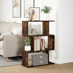 vidaXL Raumteiler-Bücherregal 3 Fächer Räuchereiche 70x24x97 cm