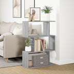 vidaXL Raumteiler-Bücherregal 3 Fächer Grau Sonoma 70x24x97 cm