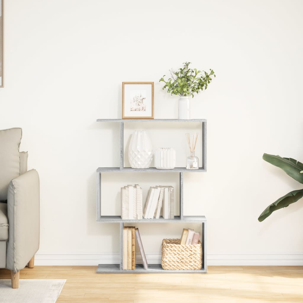 vidaXL Raumteiler-Bücherregal 3 Fächer Grau Sonoma 70x24x97 cm