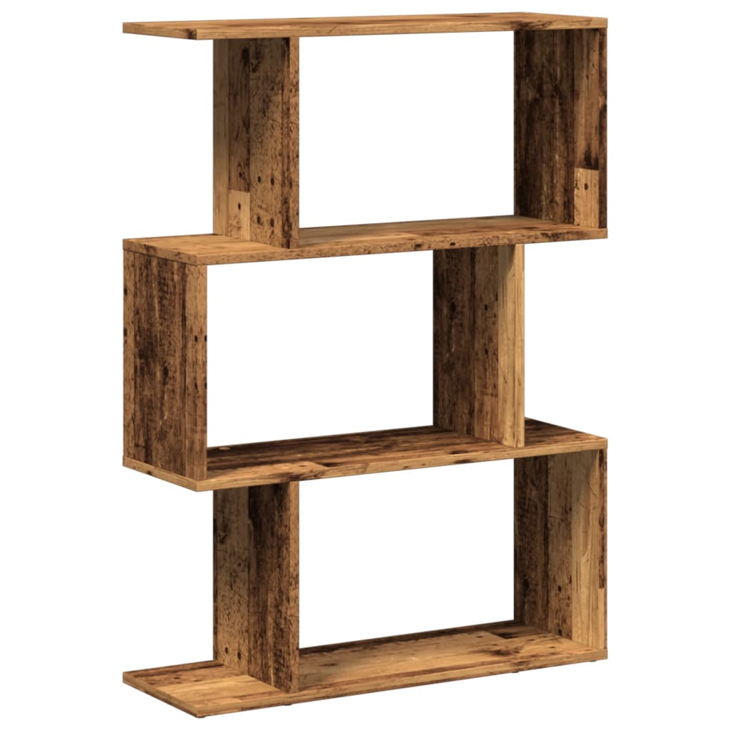 vidaXL Raumteiler-Bücherregal 3 Fächer Altholz-Optik 70x24x97 cm
