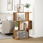 vidaXL Raumteiler-Bücherregal 3 Fächer Altholz-Optik 70x24x97 cm