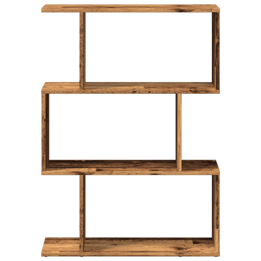 vidaXL Raumteiler-Bücherregal 3 Fächer Altholz-Optik 70x24x97 cm