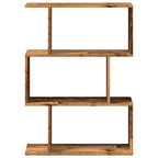 vidaXL Raumteiler-Bücherregal 3 Fächer Altholz-Optik 70x24x97 cm