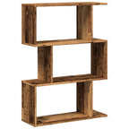 vidaXL Raumteiler-Bücherregal 3 Fächer Altholz-Optik 70x24x97 cm