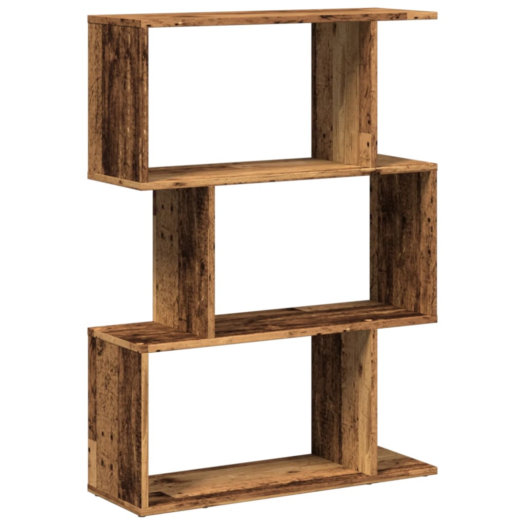 vidaXL Raumteiler-Bücherregal 3 Fächer Altholz-Optik 70x24x97 cm