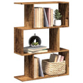 vidaXL Raumteiler-Bücherregal 3 Fächer Altholz-Optik 70x24x97 cm