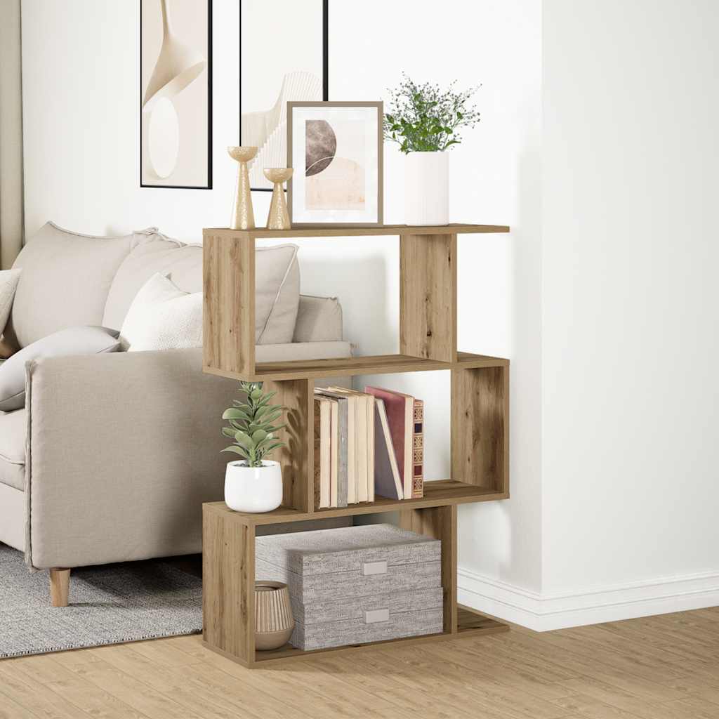 vidaXL Raumteiler-Bücherregal 3 Fächer Artisan-Eiche 70x24x97 cm