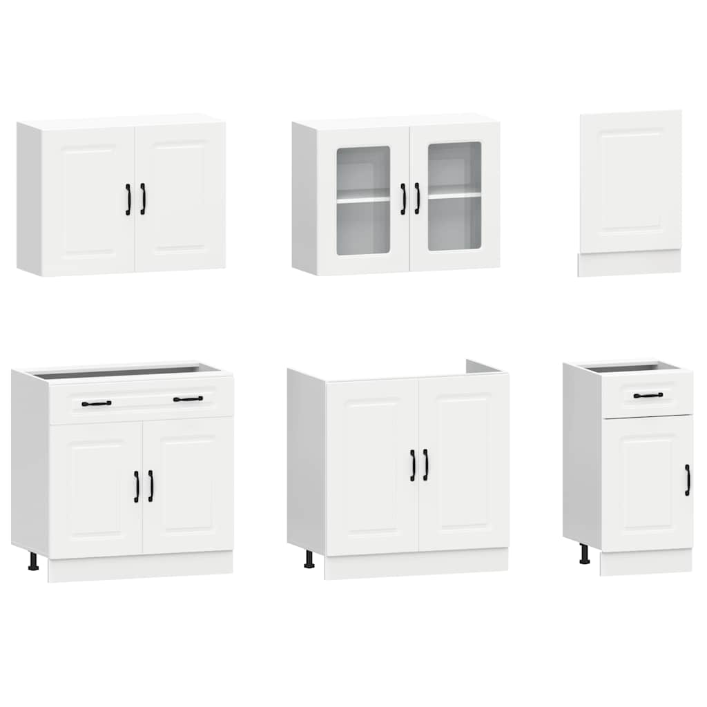 vidaXL 7-tlg. Küchenschrank-Set Kalmar Weiß Holzwerkstoff