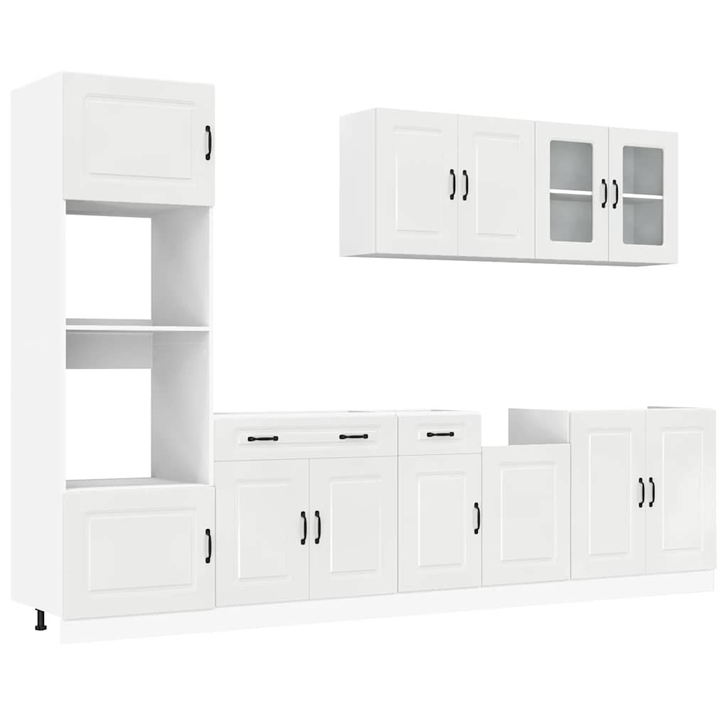 vidaXL 7-tlg. Küchenschrank-Set Kalmar Hochglanz-Weiß Holzwerkstoff