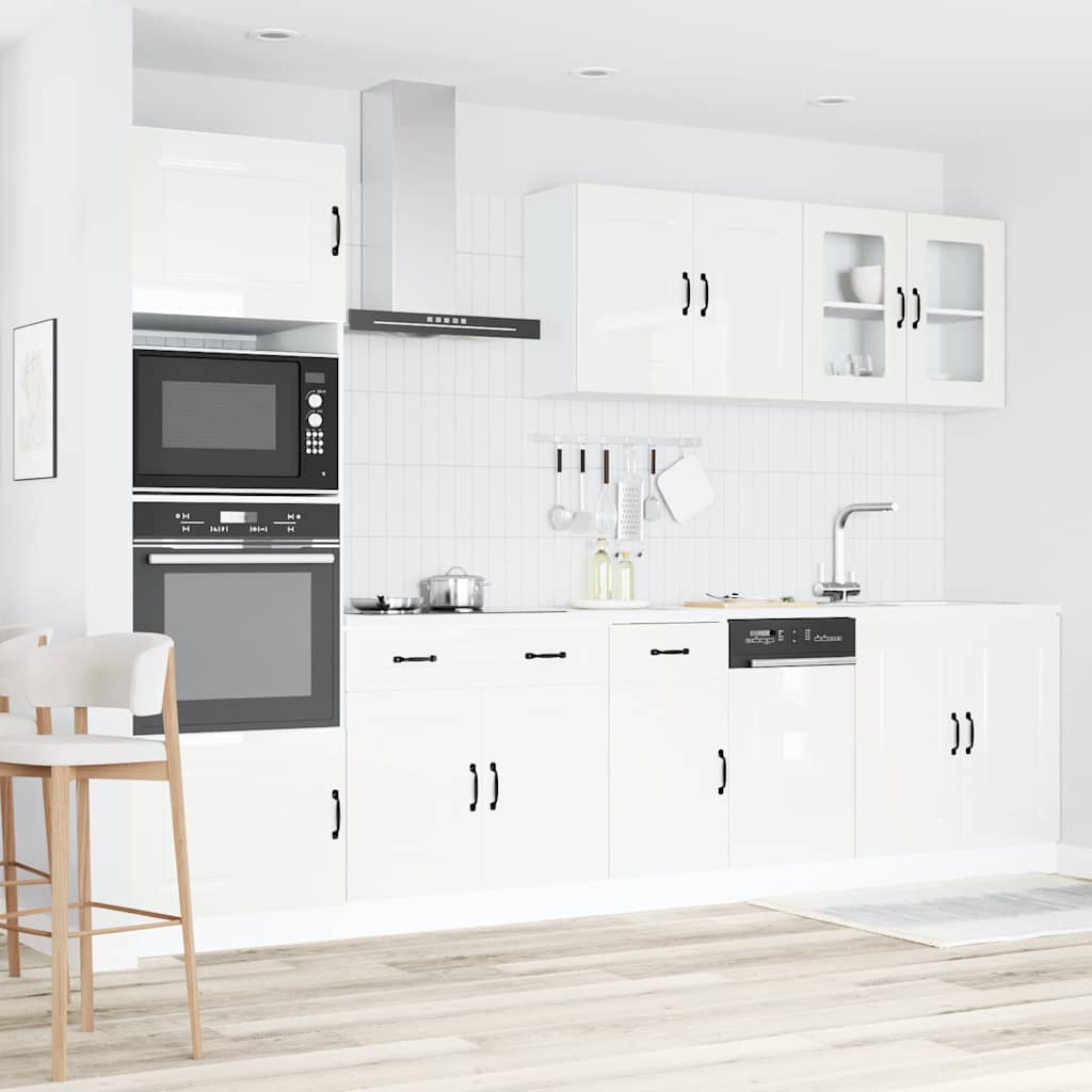vidaXL 7-tlg. Küchenschrank-Set Kalmar Hochglanz-Weiß Holzwerkstoff