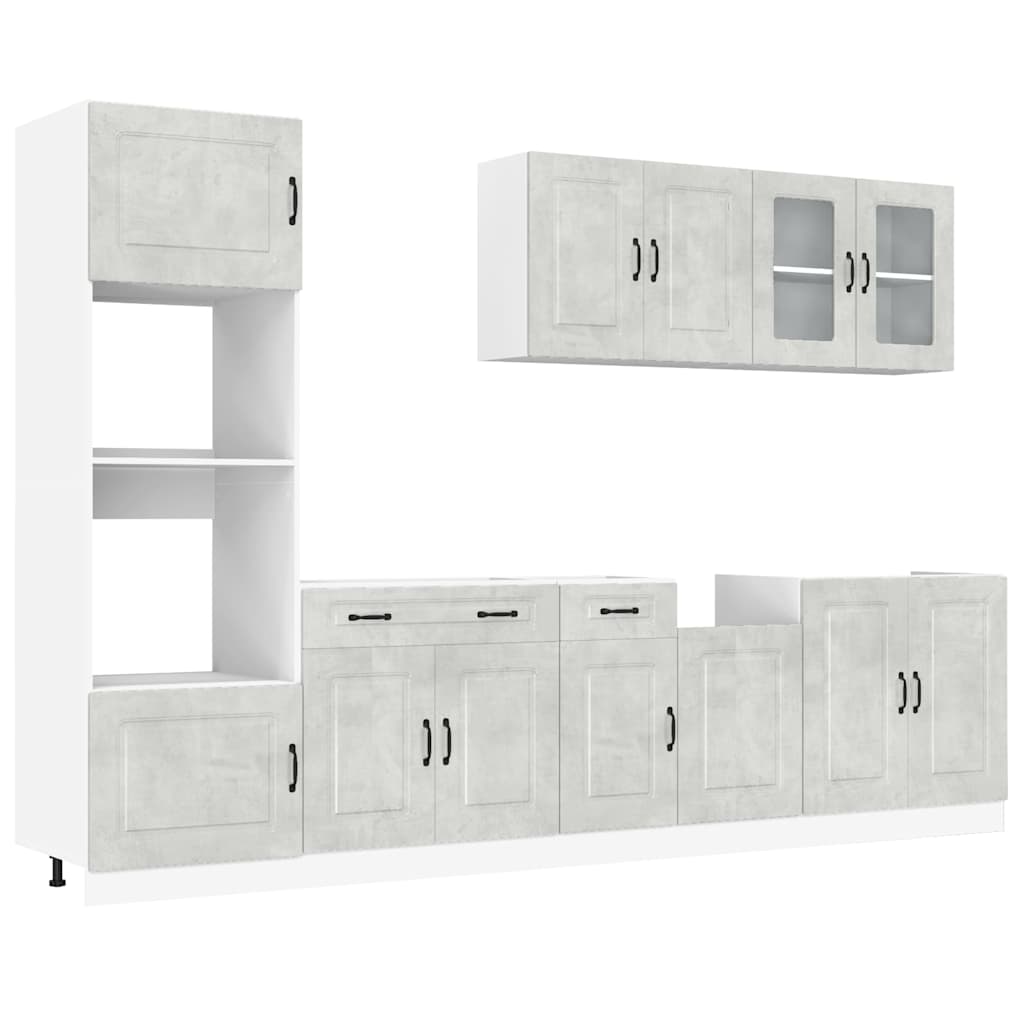 vidaXL 7-tlg. Küchenschrank-Set Kalmar Betongrau Holzwerkstoff