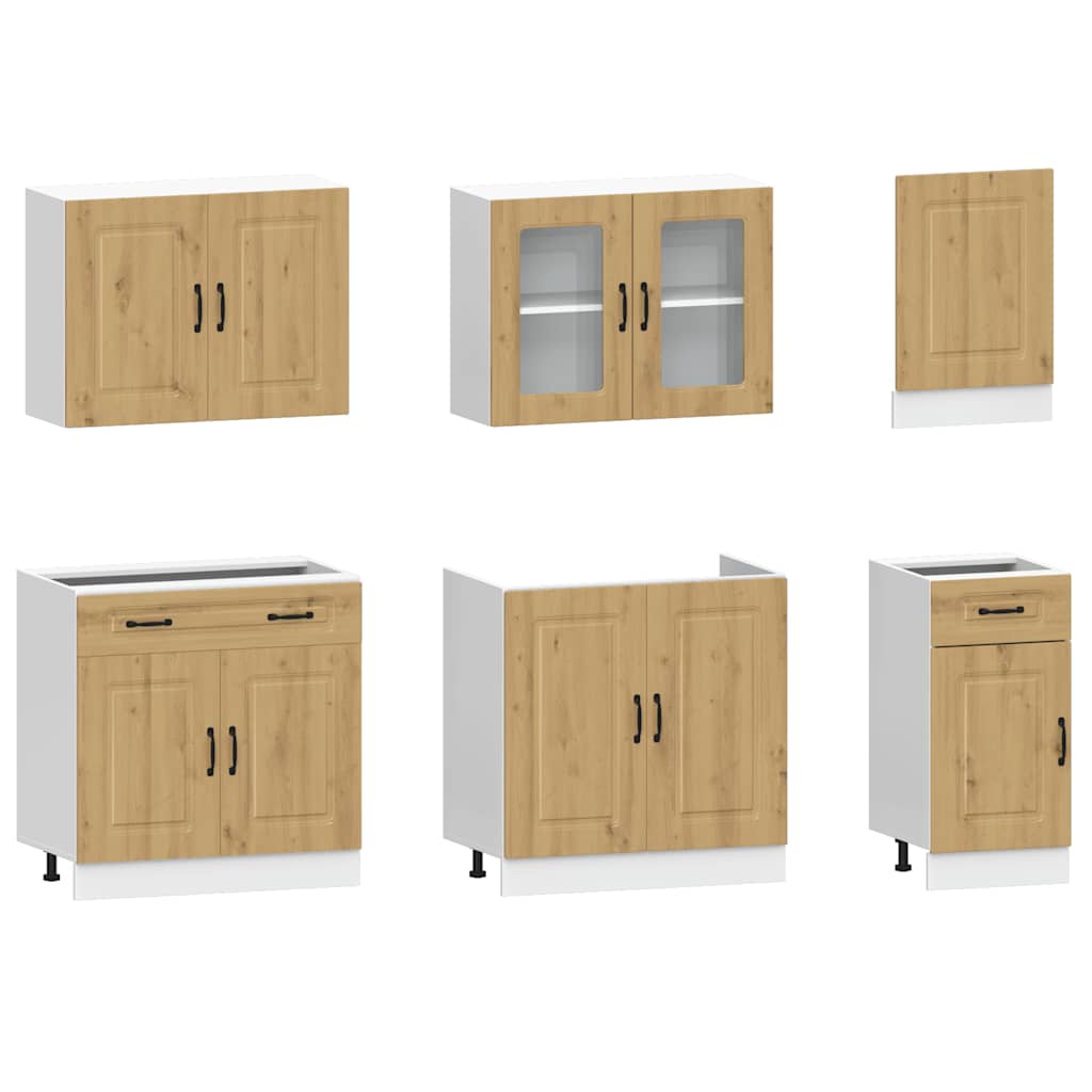 vidaXL 7-tlg. Küchenschrank-Set Kalmar Artisan-Eiche Holzwerkstoff