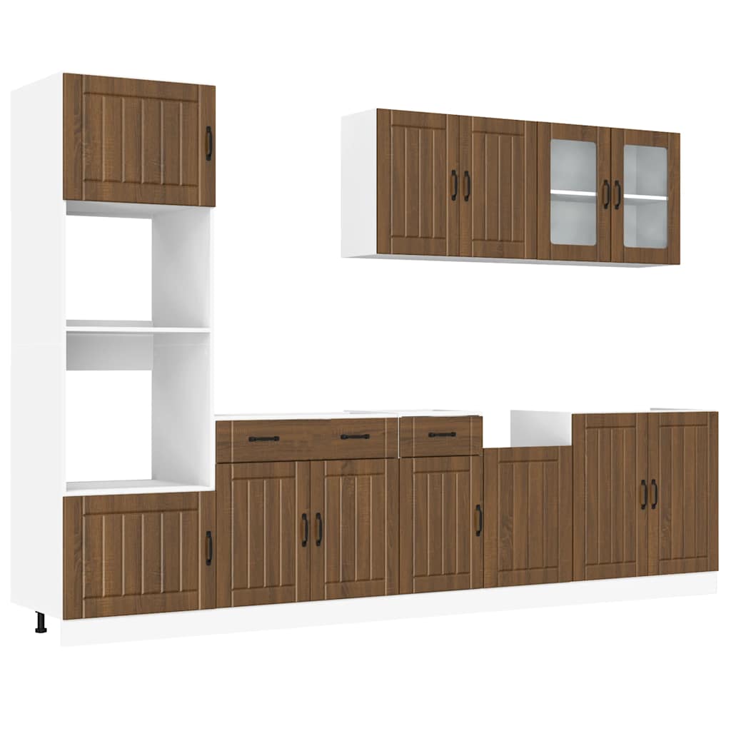 vidaXL 7-tlg. Küchenschrank-Set Lucca Braun Eichen-Optik Holzwerkstoff