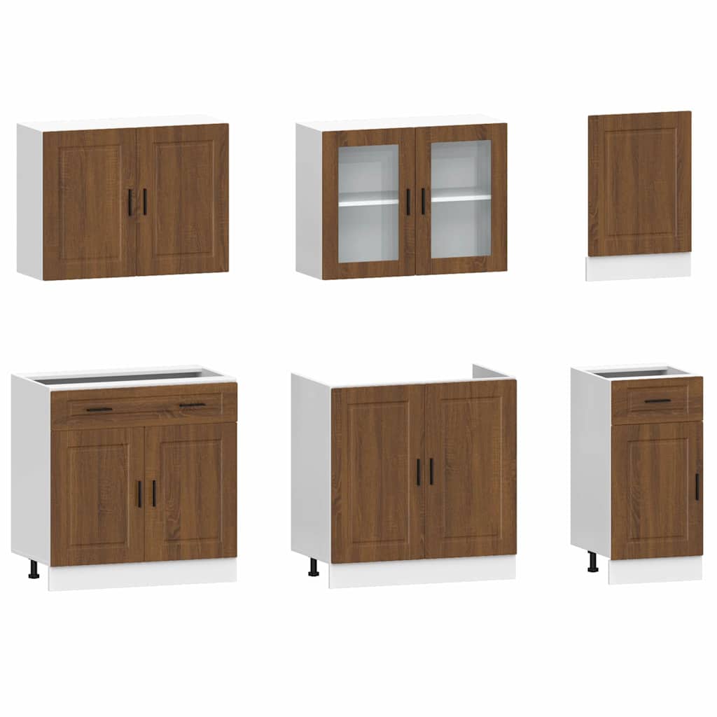 vidaXL 7-tlg. Küchenschrank-Set Porto Braun Eichen-Optik Holzwerkstoff
