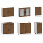 vidaXL 7-tlg. Küchenschrank-Set Porto Braun Eichen-Optik Holzwerkstoff