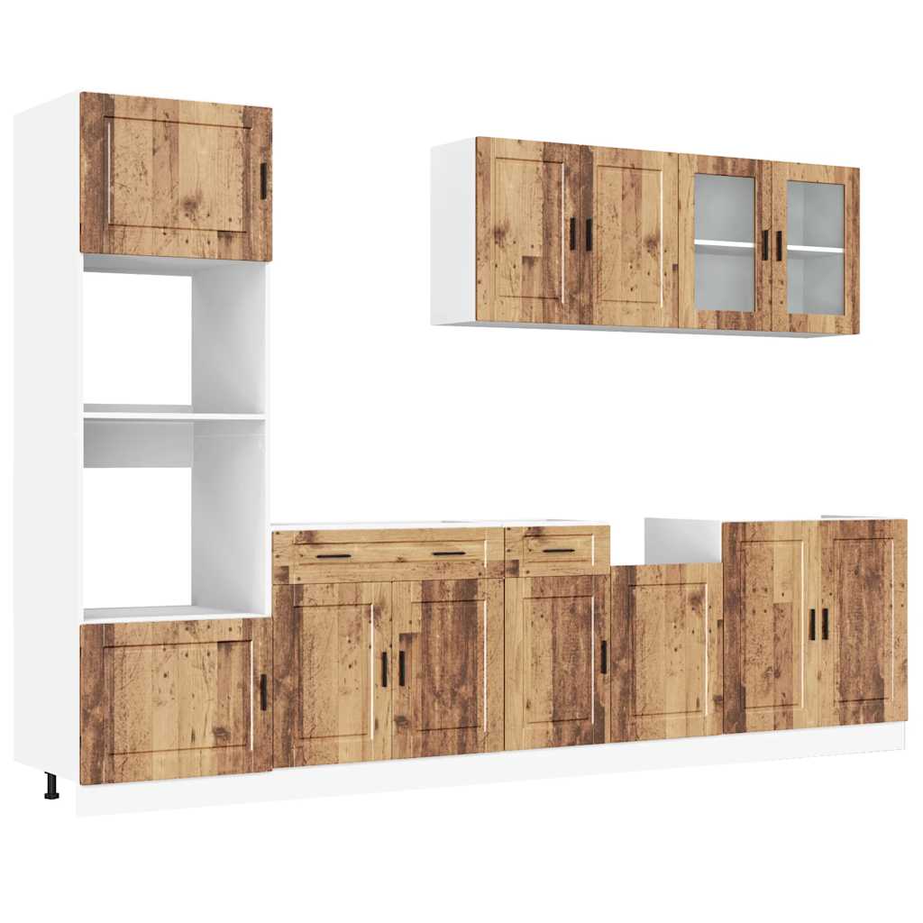 vidaXL 7-tlg. Küchenschrank-Set Porto Altholz-Optik Holzwerkstoff