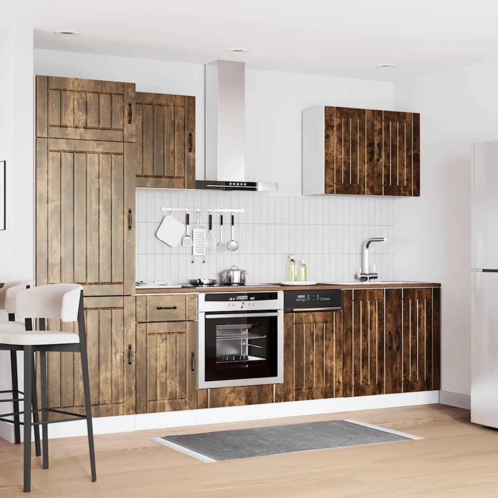 vidaXL 7-tlg. Küchenschrank-Set Lucca Räuchereiche Holzwerkstoff